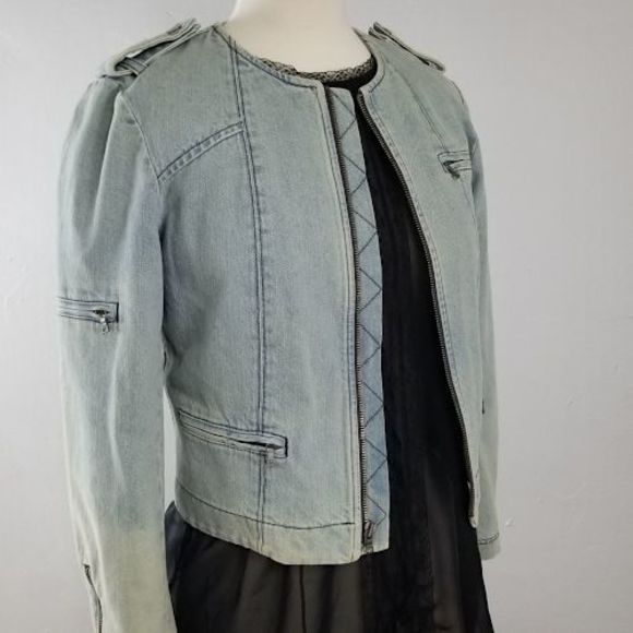Alice + Olivia Jackets & Blazers - Alice + Olivia Denim Moto Jacket